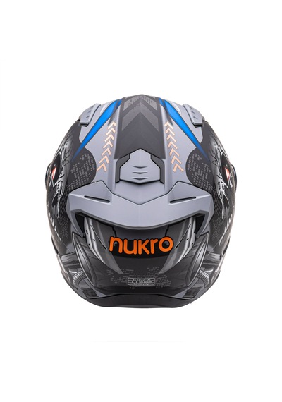 Nukro B-506 Vortex Gri-turuncu Güneş Vizörlü Kapalı Motosiklet Kaskı Gri - Turuncu