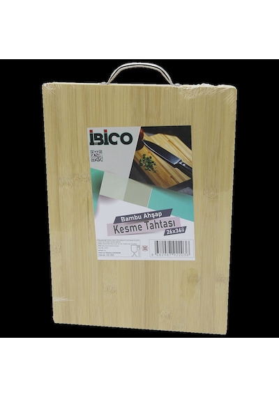 Metal Kulplu Bambu Kesme Tahtası 26x36x1.7 Cm Açık Ceviz