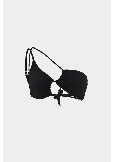 Açelyaokcu Premium Asimetrik Freya Slim Fit Kadın Bikini Üstü Siyah