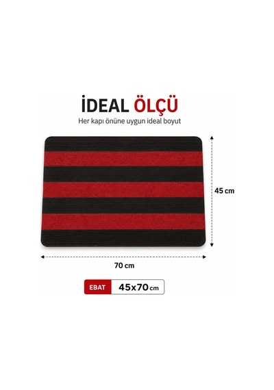 Delta Cc004a Kırmızı Siyah Kaymaz Taban Nem Alıcı Toz Alıcı Kapı Önü Paspası Uv Dayanıklı 45x70 Cm