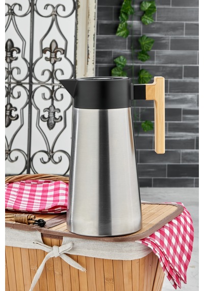 Cooker Bamboopour 2 Litre Paslanmaz Çelik Bambu Saplı Çelik Termos Ckr2094 Diğer