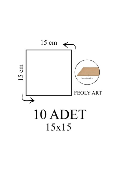 Ayrex 3 Mm 15x15 Mdf Plaka 10 Adet - Hobi, Maket, Ahşap El Sanatları İçin Uygun 10 Lu Paket
