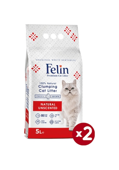 Felin Naturel Kokusuz Topaklaşan Bentonit Kedi Kumu 2 x 5 L