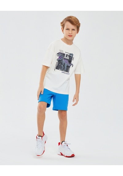 Skechers Graphic Tee B Short Sleeve Büyük Erkek Çocuk Kırık Beyaz Tshirt Sk241085-102