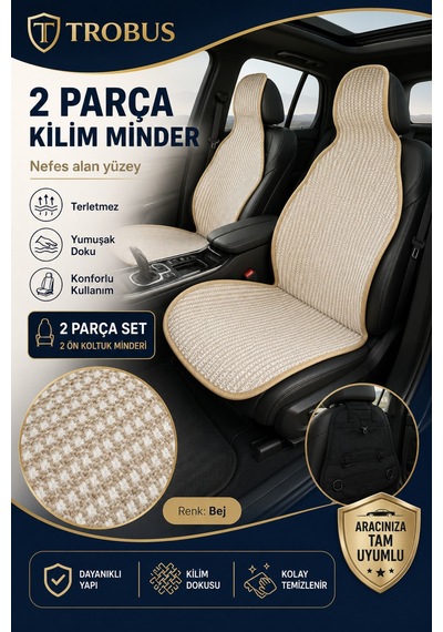 Toyota Rav4 2019 Ve Sonrası Üniversal Örme Ön 2 Parça Minder Terletmez Kaymaz Taban Bej