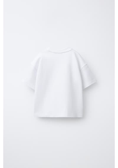 Fasardi Manifest Girls Logo Baskılı Oversize Pamuk Kısa Kollu Unisex Çocuk Tişört Beyaz