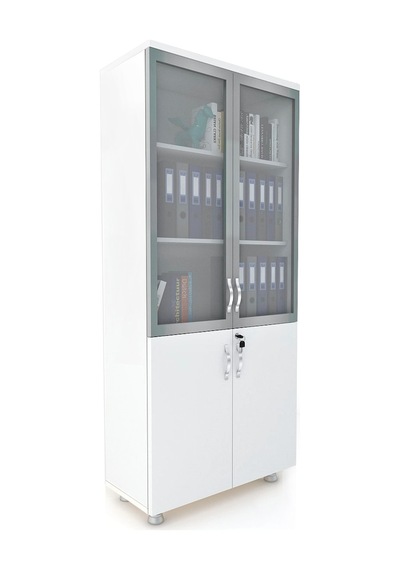 Modüler Dünyası 2 Cam Kapak Kilitli Dosya Dolabı Beyaz 80X38X188 Beyaz