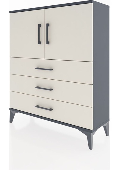 Arges Şifonyer 2 Raflı 3 Çekmeceli 2 Kapaklı 88x30x106 Antrasit-aytaşı Antrasit
