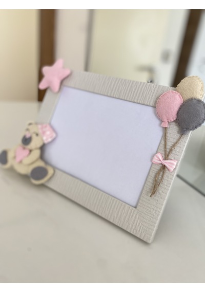 Bebek Odası Çerçeve Krem Pembe Ayıcıklı