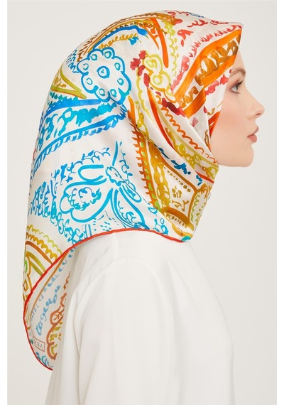 Armine Twill İpek Eşarp 23ka9037 31 - Turuncu