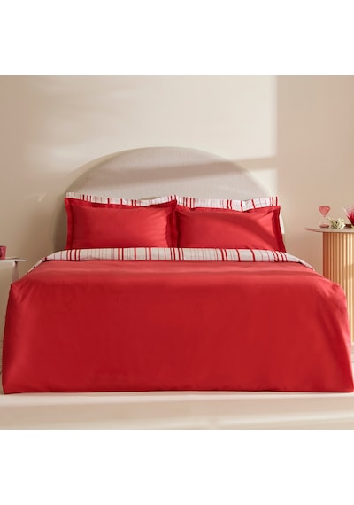 Karaca Home Cool Stripe Çift Kişilik Nevresim Takımı Kırmızı Kırmızı
