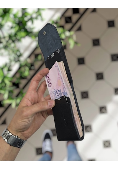 Visso 571 Hakiki Deri Efsane Trend Model Çok Para Konan Cüzdan Unisex Kartlık Çıtçıtlı En Çok Tercih Edilen Model Siyah Renk