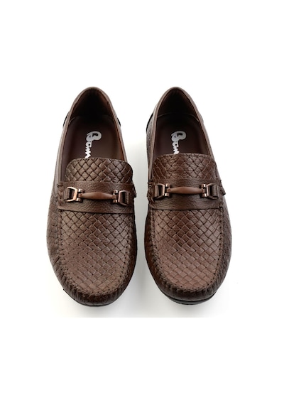 Bambi Kahve Baskılı Hakiki Deri Erkek Loafer Ayakkabı E01623202003 Kahve