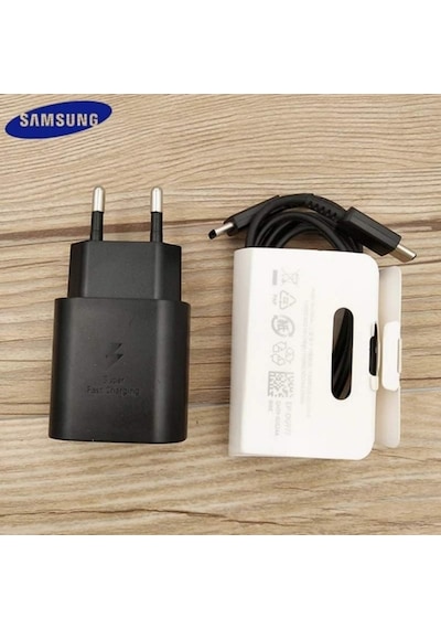 Samsung Uyumlu Ta800 Type-C Hızlı Şarj Aleti Kablo Set 25W Siyah (486519157)