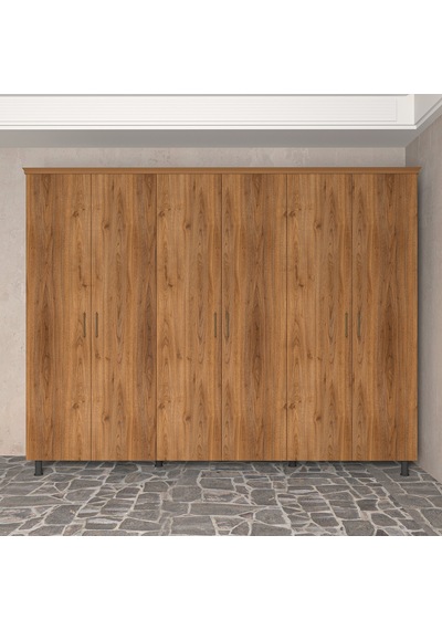 Soft Wood 6 Kapaklı Masif Ahşap Gardırop Ceviz