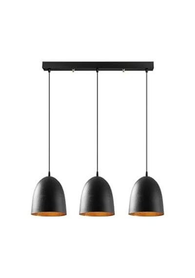 Modern Metal Gövdeli 3'lü Sarkıt Avize Mutfak Ve Salon İçin E27 Uyumlu, Siyah-6173 Diğer