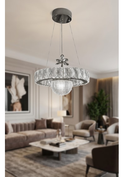 Kristal Taşlı 30 Cm Koridor-oda-mutfak Modern Led Avize Çok Renkli