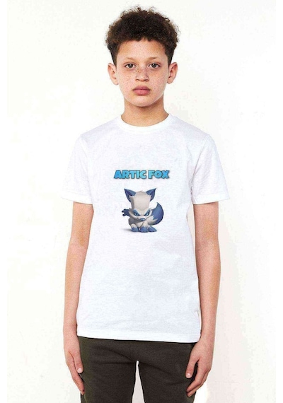 Tshirthane Nix Zooba Battle Royale Articfox Baskılı Unisex Çocuk Beyaz T-Sh