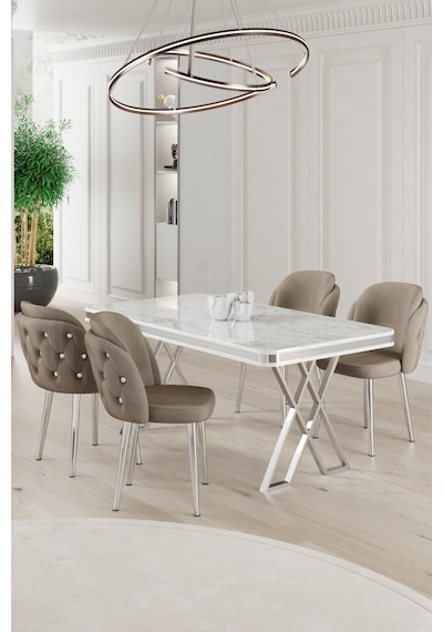 Canisa Rigel Serisi 80x130 Lak Panel Beyaz Mermer Desen Masa Takımı Krom Ayaklı 4 Cappucino Sandalye Beyaz Mermer Desen Masa Sandalyeler Cappucino Canisa Rigel Serisi 80x130 Lak Panel Beyaz Mermer Desen Masa Takımı Krom Ayaklı 4 Cappucino Sandalye Beyaz Mermer Desen Masa Sandalyeler Cappucino