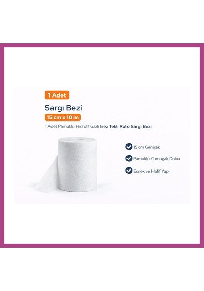 Gees Global Sargı Bezi 15 Cm X 10 M 1 Adet Pamuklu Hidrofil Gazlı Bez Tekli Rulo Sargı Bezi Gbzs