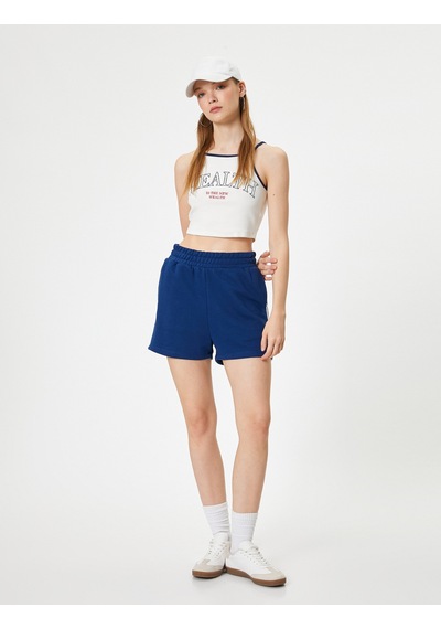 Koton Crop Spor Atlet Slogan Baskılı Halter Yaka Askılı Slim Fit Ekru 4sak30195nk Ekru