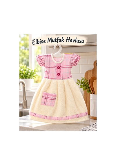 Elbise Mutfak Havlusu 20x30cm Pembe Kare Çok Renkli