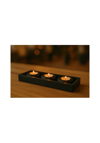 Modern Taş Tozu 3 Lü Mumluk & Tabla Seti Diğer