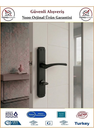Grossavm Bravo Aynalı Wc Banyo Kapı Kolu - Mat Siyah - Wc Sağ