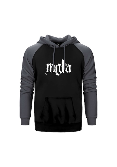 Mgla Logo Gri Renk Reglan Kol Kapşonlu Sweatshirt Gri