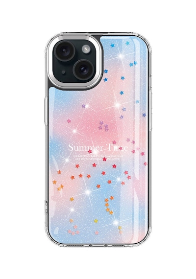 Apple Uyumlu iPhone 14 Kılıf Simli Desenli Parlak Zore Task Kapak Mavi