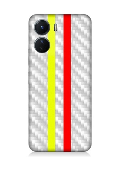 Vivo V16 Uyumlu Sarı Kırmızı Metal Motif Desenli Silikon Kılıf