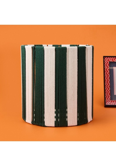 Living Nautical Fun Silindir Dekoratif Sepet - Beyaz / Yeşil - 30x30 Cm Çok Renkli