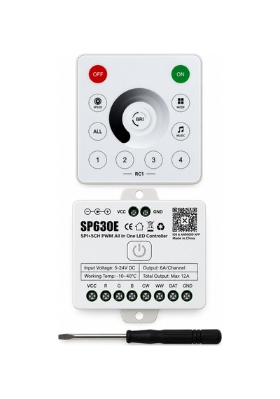 Sp630e Tek Renk Pixel Şerit Led Kontrol Cihazı 12-24v Duvar Tipi Led Denetleyici