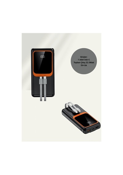 20000 Mah Powerbank Çok Kablolu Dijital Göstergeli Yüksek Hızlı Şarj Cihazı - Hs08376544-6 Renkli Renkli