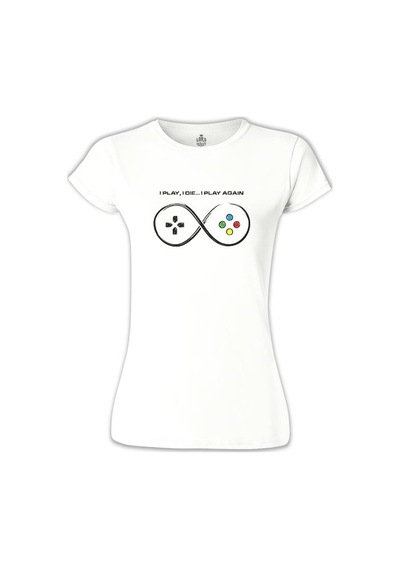 Play And Die Beyaz Kadın Tshirt 001