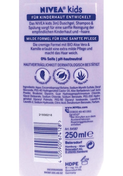 Nivea Kids 3'ü 1 Arada Duş Jeli Şampuan Saç Kremi 250 Ml Orman Meyveleri Kokulu Gözyaşsız Formül Orman Meyvesi