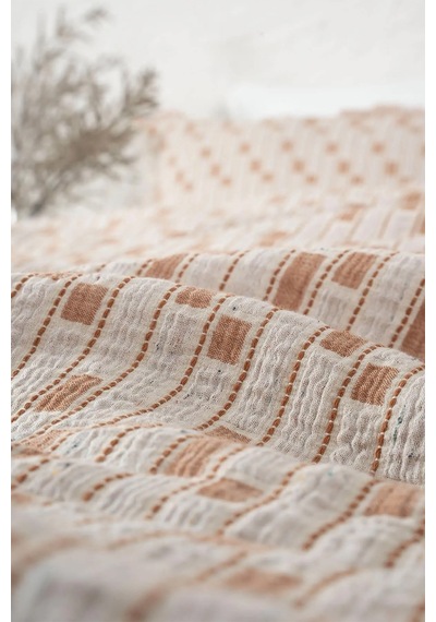 Ecocotton Merisa Terra %100 Organik Pamuk Müslin Çift Kişilik Pike Takımı Terrecota
