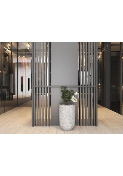 Nuano Consept Lale Serisi Yuvarlak Saksı Koyu Gri 35x60