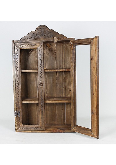 Eskitme Ahşap Ecza Dolabı 40x69x12 Cm. Siyah