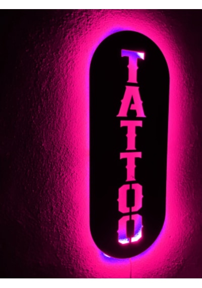Tattoo Dövme Led Işıklı Ahşap Tablo Tabela (540026870)