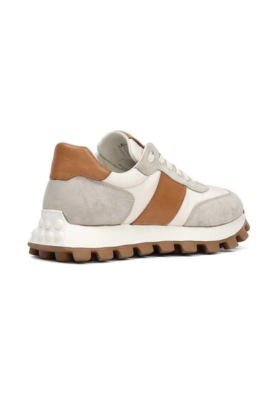 Erkek Bej Bağcıklı Kalın Tabanlı Süet Deri Sneaker