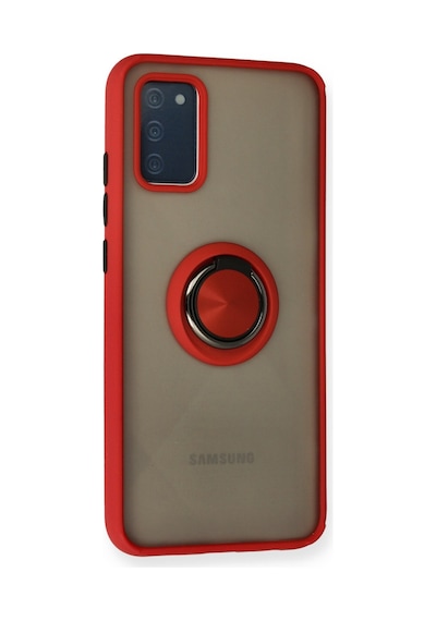 Samsung Galaxy Uyumlu - A02s Kılıf Montreal Yüzüklü Silikon Kapak - Kırmızı