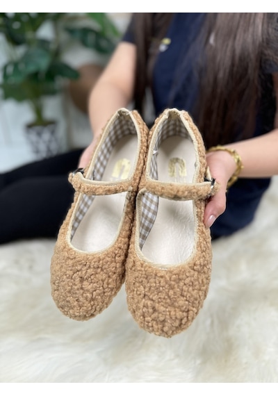 Günlük Kadın Tokalı Babet Alçak Topuklu Tırtıklı Taban Peluş Hafif Oval Burunlu Ayakkabı 377 VIZON Günlük Kadın Tokalı Babet Alçak Topuklu Tırtıklı Taban Peluş Hafif Oval Burunlu Ayakkabı 377 VIZON