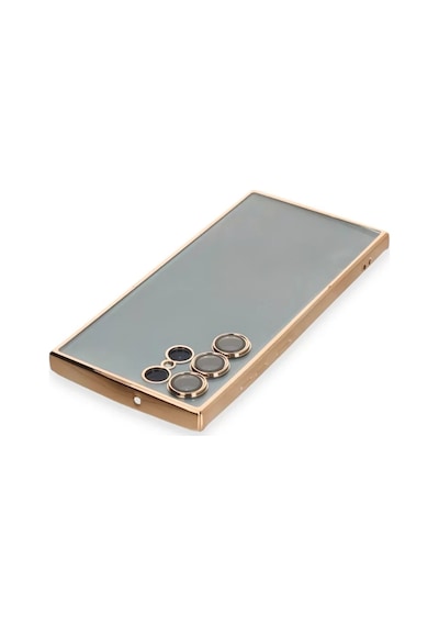 Newface Samsung Galaxy S22 Ultra Kılıf Razer Lensli Silikon - Gold Altın
