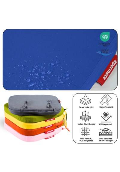 XPERMATE Standartfit Oval Sandalye Minderi 42x42x5 Mavi