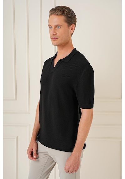 Efor Slim Fit Polo Yaka Kısa Kol %100 Pamuk Siyah Triko Tr 868 Siyah Efor Slim Fit Polo Yaka Kısa Kol %100 Pamuk Siyah Triko Tr 868 Siyah