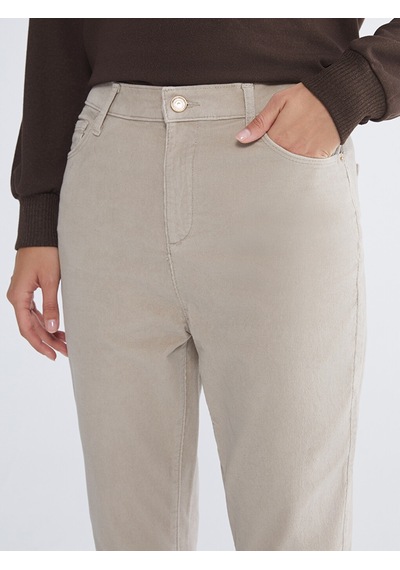 Lcwaıkıkı Classic Bej Dar Fit Kadife Kadın Pantolon