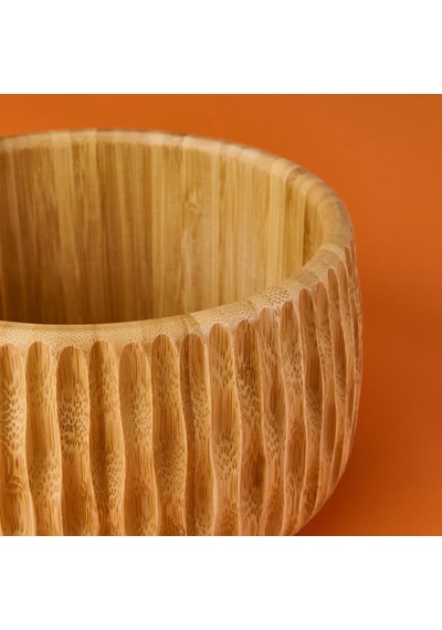 Mienn Bambu Curve Kase - Açık Kahverengi - 18x9,5 Cm Renkli