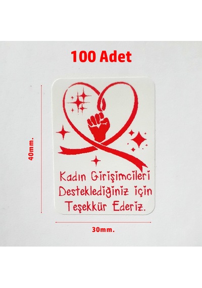 Kadın Girişimci Desteğiniz Için Teşekkürler Paketleme Ürün Etiket