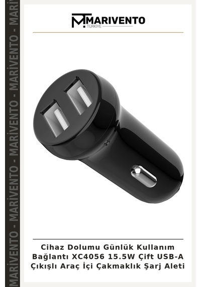 Cihaz Dolumu Günlük Kullanım Bağlantı Xc4056 15.5w Çift Usb-a Çıkışlı Araç İçi Çakmaklık Şarj Aleti